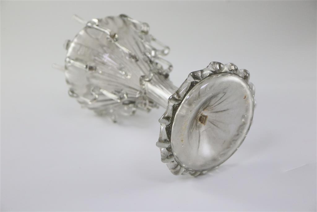 A Spanish glass rosewater sprinkler, almorratxa, 18th century, 27cm high